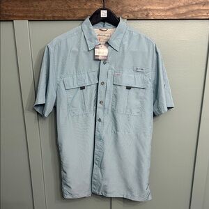 Eddie Bauer Men's Sky Blue Casual Button Down Shirt Large Tall